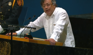 Foto Presiden Colombia saat Pidato PBB